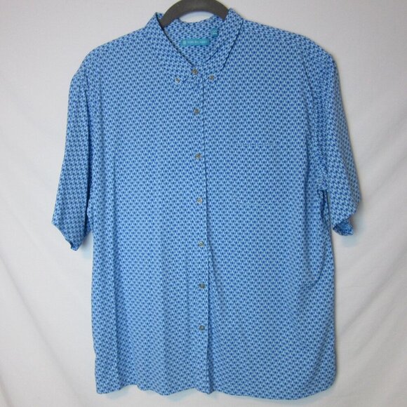 Tori Richard Short Sleeve Tropical Button Up Shirt Mens 2XL Blue Pineapple - Picture 1 of 6